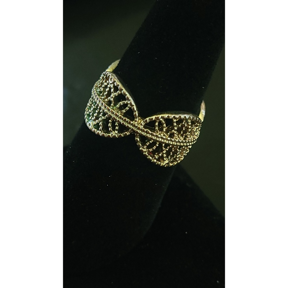 Gold Tone Infinity Filigree Openwork Statement Ring Size 7